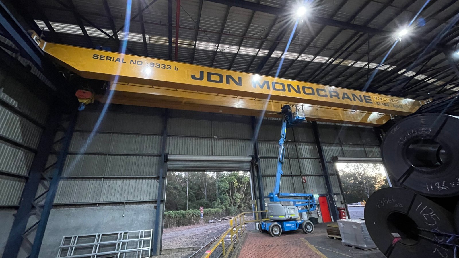 Industrial crane undergoing 10-yearly inspection for safety and compliance in Australia