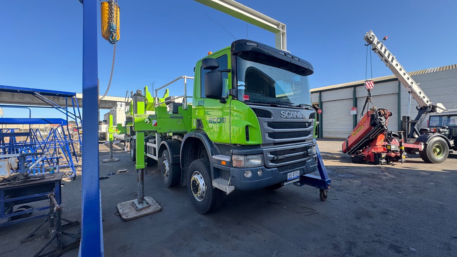 Crack indication marked for Magnetic Particle Testing during 10 Yearly Boom Inspection on truck crane boom section